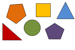 Two pentagons, two triangles, one square, and one circle.