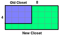 This image is the old 4 by 3 closet overlayed on top of the new 8 by 4 closet.