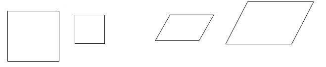 Two similar squares, two similar parallelograms